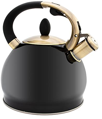NBWS Bouilloire à Sifflante en INOX Induction 3.5L Théière en Acier Inoxydable Bec De Bouilloire à Grand Diamètre Poignée Ergonomique pour Cuisinière Tous Feux
