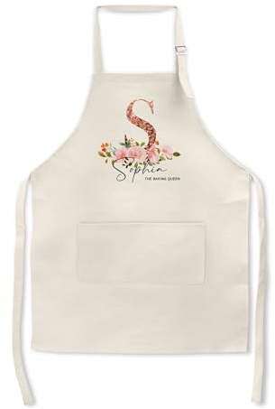 Print Maniacs Personalised Apron Adjustable Pocket Baking Chef Ladies Women Kitchen Cooking Bib Unique Gift For Her Birthday Mothers Day Any Name Mum Mummy Baking Queen
