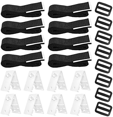 S-Union Fixing Kit for Solar Pool Tarpaulin, Solar Cover Strap Kit for Underground Swimming Pools Including 8 Nylon Straps, 8 Cord Plates, 8 Buckles