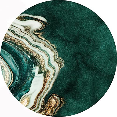 WLICWEI Traditioneller Orientteppich fusselfrei Esszimmer Eingangsbereich Foyer Wohnzimmer Schlafzimmer Teppich Abstraktes dunkelgrünes Wassermuster ø 90 cm