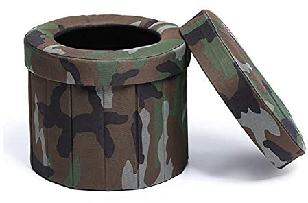 Faltbare Campingtoilette Mobile Nottoiletten Faltbares Reisetöpfchen Kommode Toilettensitz Camouflage Camping Kommode Autotöpfchen (Color : Camouflage)