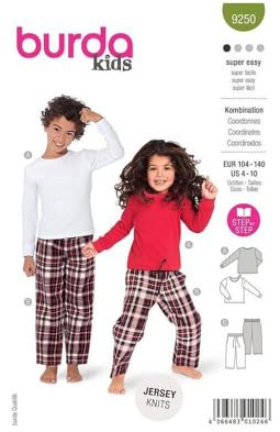 burda style Schnittmuster, 9250, Kids Langarmshirt und Hose selber nähen [Kinder, Gr. 104 - 140] Level 1 für Anfänger