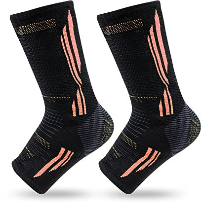 LTLCLZ 1Pair Knöchel Stütze Klammerelastizität Freie Einstellung Schutz des Fußbetriebsgurt Gürtel Achilles Sehnenhalterung Fußschutz,Orange,M