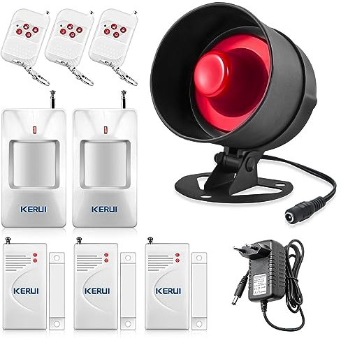 Alarmas para Casa, Sistema de Alarma Kit de 10 Piezas con Sirena de 115dB, Sensor de Movimiento, Sensor de Puerta y Ventana y Sistema de Alarma de Seguridad con Control Remoto