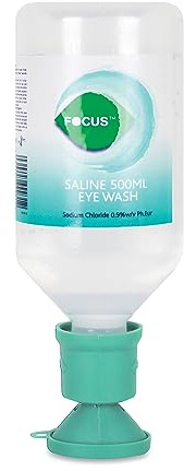 Reliance Medical Focus Saline Eyewash 500ml Steril mit Speziell Geformtem Augenbecher - Einmalige Anwendung, Ideal für Allergien