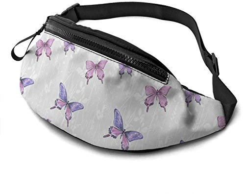 Lila Schmetterling Bauchtasche Hüfttasche für Damen & Herren, lässige Gürteltasche Crossbody Bauchtasche mit verstellbarem Gurt für Outdoor Laufen Wandern, violettfarbener schmetterling,