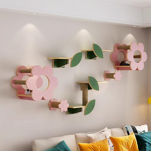 Pucaru Blumenförmige Katzen Wand Klettern,wandmontierte Wandpark für Katzen, Katzenregale für Wände, Katzenhaus und Katzenstufen (Color : Style4)