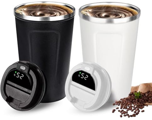 2 Stück Kaffeebecher to go, Thermobecher 510ml, Auslaufsicher Kaffeetasse Kaffeebecher, Isolierbecher mit Deckel, Travel Mug, Thermobecher Kaffee to go für Kaffee/Tee Unterwegs Umweltfreundlich
