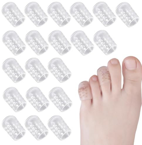 LYQNIHOB 20er Pack Silikon Zehenschutz - Transparente Zehenpolster für optimalen Schutz und gepolsterte Abdeckung der kleinen Zehen - Hochelastisch und geeignet für Gehen, Laufen und Wandern