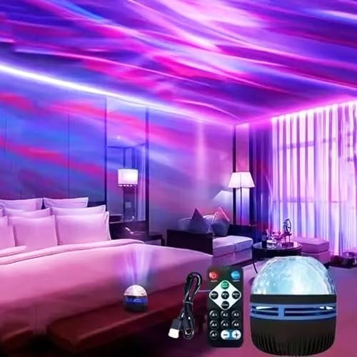 wioilyoy 2-in-1 Nordlicht- und Wellen-Projektor, Sternenhimmel-Projektor, Lichtprojektor mit 14 Lichteffekten, Heimdekoration, LED-Farbwechsel-Lichter, Heimdekoration, Geburtstag, Weihnachtsgeschenke