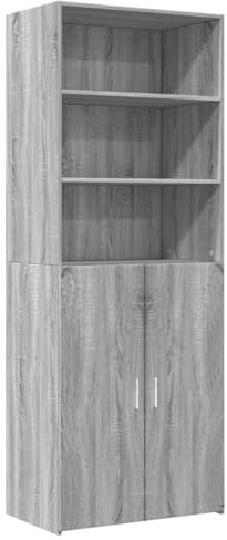vidaXL Highboard – Grey Sonoma, Engineered Wood, 70x42.5x185 cm – Spacious Storage, Modern Design – Ideal for Living Room, Bedroom, Hallway