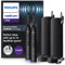 Philips Sonicare 7100 elektrische Zahnbürste, Schallzahnbürste mit App, 4 Putzmodi, 3 Intensitätsstufen, Andruckkontrolle, EasyStart, SmarTimer, Schwarz, 2er-Pack, Modell HX7429/03 [Neue Technologie]