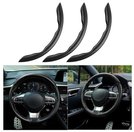 Mandark 3PCS Carbon Fiber Car Steering Wheel Cover, Anti-Skid Leather Vehicle Segmented Steer Wheel Protector, Auto Interior Protection Guard Accessories, Universal for Most Cars (Black)