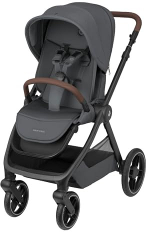 Maxi-Cosi Oxford Baby Kinderwagen, 0–4 Jahre, 0–22 kg, kompakt zusammenklappbar, Geräumiger Sitz, Sanfte Federung, 3 Liegepositionen, 10 kg großen Aufbewahrungskorb, Twillic Graphite