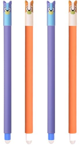 Radierbarer Kugelschreiber, 4 Stück Schwarz Tintenroller Radierbar Gelstiften, 0.5mm Radierbare Stifte, Kinder Cartoon Erasable Pen, Gelstifte Radierbar für Kinder Studenten Schule Büro
