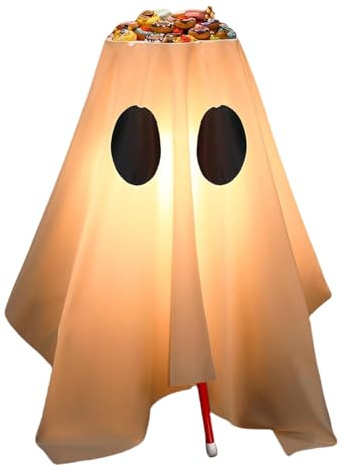 Halloween Ghost Spooky Candy Rack - Candy Bowl Stand with LED Light | Ghost Trick or Treat Candies Holder | Festive Halloween Decorations for Indoor Outdoor Porch Lawn Patio Yard Garden