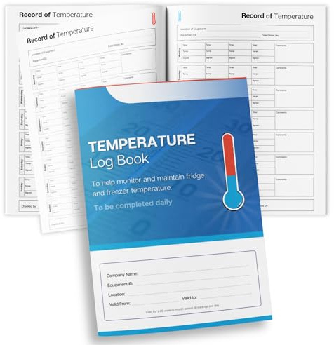 Registro della temperatura degli alimenti, formato A5, conforme HACCP, registro della temperatura settimanale di 6 mesi, 4 letture giornaliere, bar, ristoranti, catering