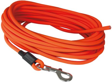 Petlando Hundeleine Trekking Rund 10 m Orange, extrem robust & Abriebfest, pflegeleicht & schnelltrocknend, Schleppleine für große Hunde, Training & Outdoor, Fährtensuche