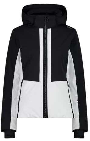 Dam avtagbar huva stretch twill skidjacka 35W0256, Svart/vit, M