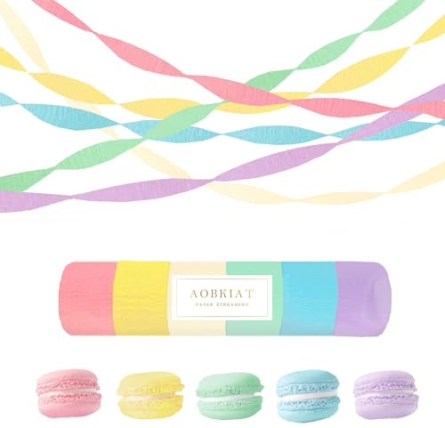 AOBKIAT 6 Rollen Pastell Bunt Luftschlangen Krepppapier für Party Deko