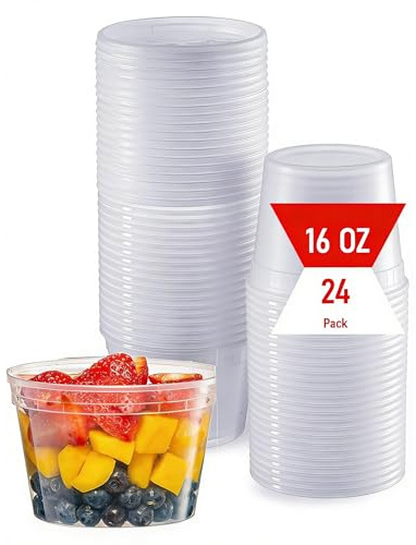 TGYIMENG 16oz Food Storage Container Set – 24 Pack Food Containers with Lids Combo, Microwave and Freezer Safe Storage Tubs for Food, BPA Free Meal Prep Containers, Reusable and Dishwasher Safe