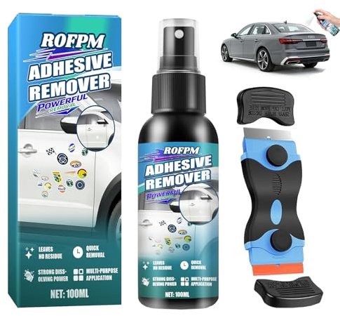 Solvente extra forte per adesivi, prodotto per rimuovere residui di colla da auto e infissi, solvente per supercolla, spray per rimuovere etichette, elimina residui di colla e adesivi — 100 ml
