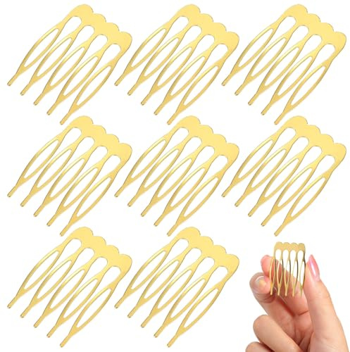 YARNOW Haarkämme für Damen 10 Stück Eisen Metallkämme Goldfarbig Seitliche Haarkämme für Brautfrisuren und Handwerk mit Sicherem Halt