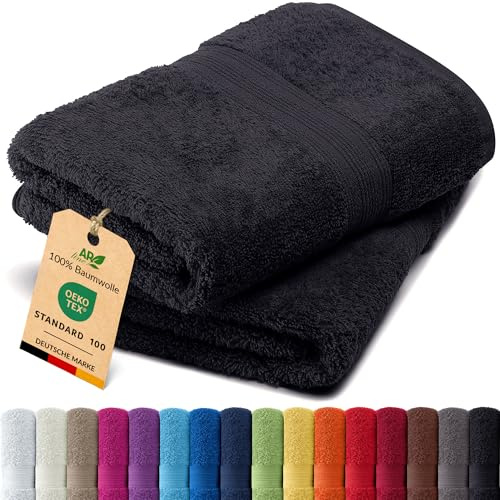 AR Line Arizona 2er Set Handtuch 50x100 cm – 100% Baumwolle, 500 g/m², weich & saugstark, in Farbe: Schwarz