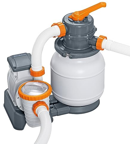 Bestway 58498E Flowclear 1500 Gallon Sand Filter Pool Pump for Above Ground 300 to 11,200 Gallon Swimming Pools with Adapter (Sand is Sold Separately)