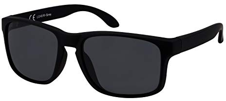 La Optica B.L.M. Occhiali da sole da uomo UV400 CAT3 leggeri sport – con custodia per occhiali, panno per la pulizia degli occhiali, Gommate nere, lenti: grigio, M