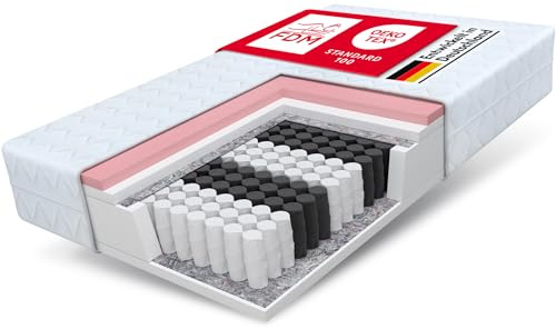 FDM Matratze 180x200 cm Härtegrad H2 H3 Höhe 27 cm Taschenfederkernmatratze Visco-Schaum Polyurethan-Schaum 7 Komfortzonen mit Hypoallergenem Waschbarem Premium-Bezug Oeko-Tex Memory Duo