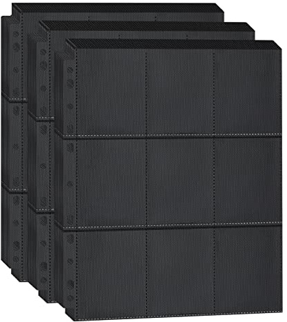 PESLNG 1440 Fundas Cartas, 80 páginas archivador cartas adecuado Compatible con Pokémon, Cards Album con bolsillos en ambos lados para tarjetas de colección de juegos de cartas (Negro, 1440 bolsillos)