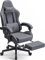 Dowinx Gaming Chair for Adults, Computer Chairs with Footrest, Ergonomic PC Chair with Massage, Office Chair with Armrests, Up to 150Kg, Grey