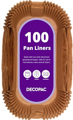 DecoPac 2lb Loaf Pan Liners, 100 Pack, Non-Stick Siliconized Greaseproof Paper, Baking Liner for Baking Bread, Cakes, Banana Bread, Parchment Paper, Air Fryer Liner
