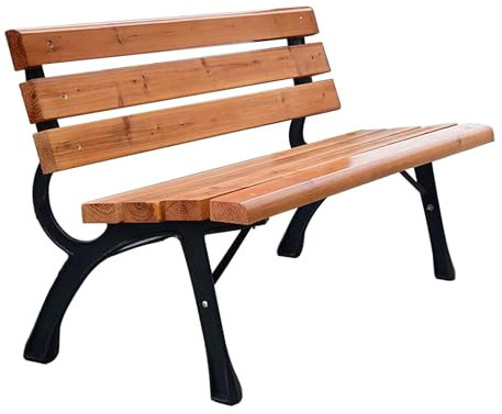 NRNQMTFZ Gartenbank, Parkbank Holz - Gartenmöbel, Outdoor Bank,Seitenelemente aus Gusseisen, für Balkon, Terrasse, Wintergarten, Garten(Wood Thickness of 2.5cm)