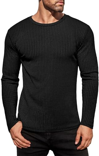Ekouaer Maglia Termica Peso Uomo Maniche Lunghe Canottiera Strato Base Inverno Nero XL
