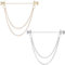 GORGECRAFT 2pcs D'Épingles à Chaîne de Chemise pour Hommes et Femmes en Métal Doré et Argenté Double Chaîne Épingle à Revers Barre de Collier Pompon Épingles à Cravate Fermoir à Tige Clips de Barre