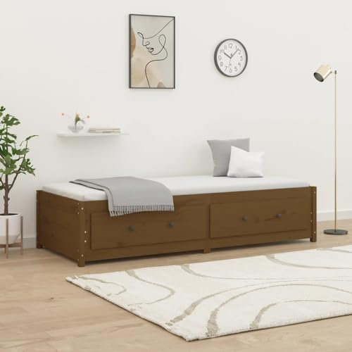 JUDYY Tagesbett Honigbraun 80x200 cm Massivholz Kiefer, Schlafsofa, Daybed, Bettsofa, Sofa Bed, Sofabett, Schlafcouch, Jugendbett, Bettgestell, Bettcouch - 821587