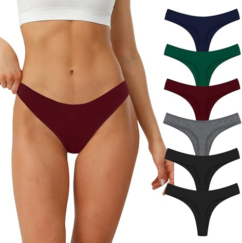 Lakpoau Perizoma Tanga Donna 6 Pezzi Mutande Donna Cotone Slip Tangas Brasiliana String Mutandine a Vita Bassa Thong Underwear Panties Thongs UN8-M-6