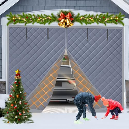 ZEIWEO Garage Door Curtain Garage Insulation Kit Insulated Garage Door Screen for Winter Garage Door Insulation Kit 1 Car Made of Oxford and Thicken Cotton for Thermal Insulation Soundproof (8 * 7Ft)