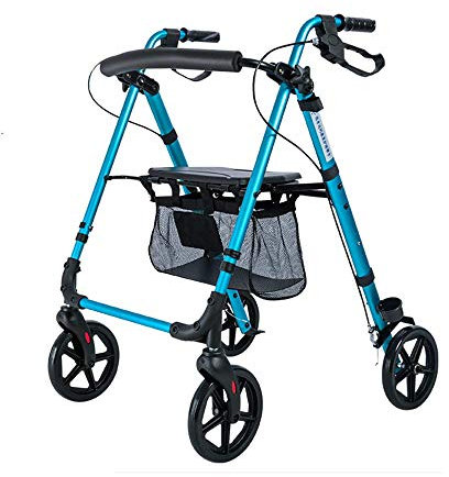 EPOTRDCV Rollator Walker, Gehgestell 4 Räder Faltbare Kompakte Mobilitätshilfen mit Sitztasche Transport Walker Mehrzweck-Gehstock Ältere Behinderte