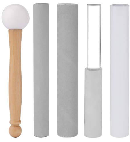 5st Crystal Singing Bowl Mallet Set, Trähandtag Klar Akryl Striker Hollow Sound Bowl Mallet Stick med Trähandtag Crystal Sångverktyg för Att Spela