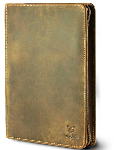 MATADOR Barcelona Porte-documents en cuir A4 avec protection RFID, porte-documents en cuir pour homme, dossier de conférence avec fermeture éclair YKK et compartiment pour tablette, classeur à anneaux