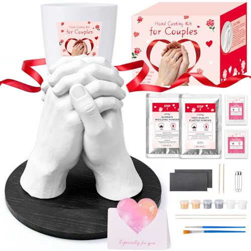 3D Handabdruck Set für Paare, Taricor Detailgetreuer Gipsabdruck Hände Paar, Partner und Pärchen Geschenke für Frauen und Männer für Valentinstag, Hochzeitstag, Jahrestag Geschenk für Sie und Ihn