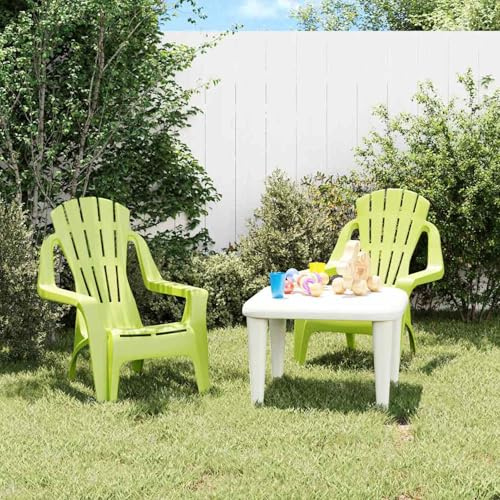Fecpoo Barnträdgårdsstolar 2 st. PP grön 37 × 34 × 44 cm med träkorn för småbarn