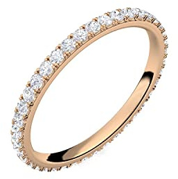 Ring Rosegold von AMOONIC mit Zirkonia Verlobungsringe, Memoryring | Silber 925 hochwertig vergoldet, Vorsteckring Zirkonia Stein Damenring Damen Heiratsantrag Memory FF589VGRSZIFA