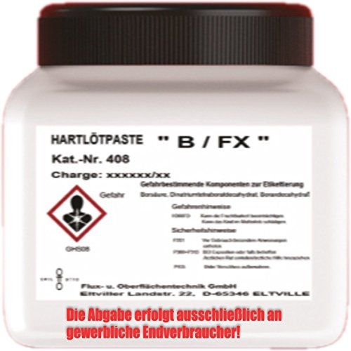 HARTLÖTPASTE B/FX (Abgabe nur an gewerbliche Verbraucher), für Silberhartlote, Kupfer- Phosphorlote, gebrauchsfertig, DIN EN 1045: FH21, 100 g Dose mit Kindersicherung (incl. Pinsel zum Auftragen)