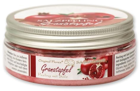 Florex Körper Salz Peeling Granatapfel mit biologischer Schafmilch Seidenweiche Haut Reinigung Pflege 200 ml