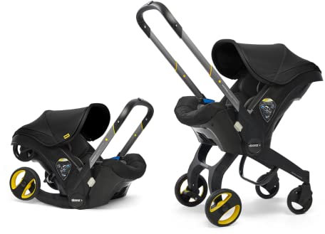 Doona+ Baby Car Seat & Travel Stroller Nitro Black - Convertible 0+ Car Seat and Pram with 5 Point Safety Harness - Ergonomic Pushchair and Travel System - ISOFIX Base Sold Separately