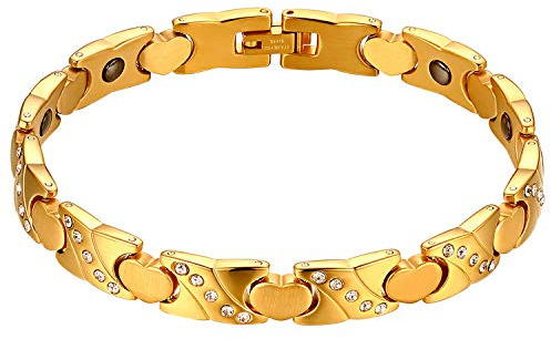 JewelryWe Schmuck Magnet Therapie Kugel Perle Perlen Edelstahl Armband Link Handgelenk Kette Silber Damen